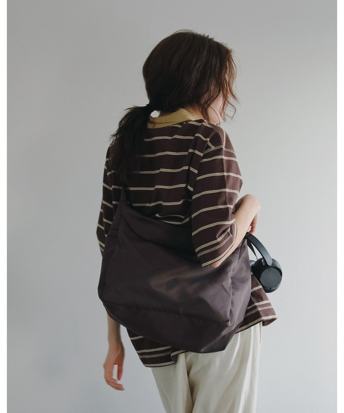 anuke（アンヌーク）の「Border Loose Polotops（Tシャツ/カットソー・レディース・チャコールグレー/ブラウン/ブルー系その他・FREE）」の6枚目の写真