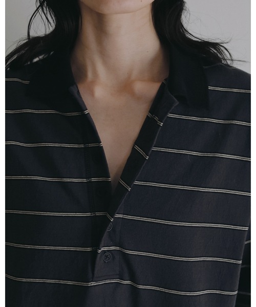 anuke（アンヌーク）の「Border Loose Polotops（Tシャツ/カットソー・レディース・チャコールグレー/ブラウン/ブルー系その他・FREE）」の12枚目の写真