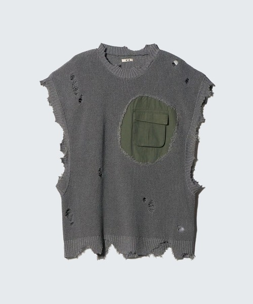 KHOKI（コッキ）の「Hand patchwork quilted military vest（ベスト