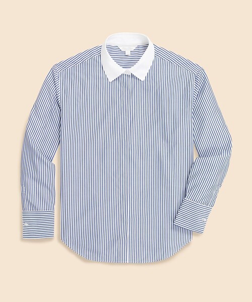 BROOKS BROTHERS(ブルックスブラザーズ)の「スーピマコットンポプリン フレンチカフス クレリックシャツ(シャツ/ブラウス・レディース・ブルー・X-SMALL)」の1枚目の写真