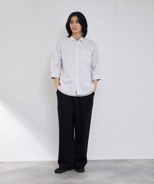 Mac-House(マックハウス)の「REAL STANDARD T/Cパナマ レギュラーカラー 7分袖シャツ(シャツ/ブラウス・メンズ・チャコールグレー/ホワイト/サックスブルー/ネイビー・XL/L/M/S)」の22枚目の写真