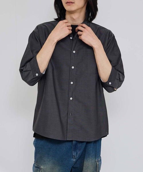 Mac-House(マックハウス)の「REAL STANDARD T/Cパナマ レギュラーカラー 7分袖シャツ(シャツ/ブラウス・メンズ・チャコールグレー/ホワイト/サックスブルー/ネイビー・XL/L/M/S)」の20枚目の写真