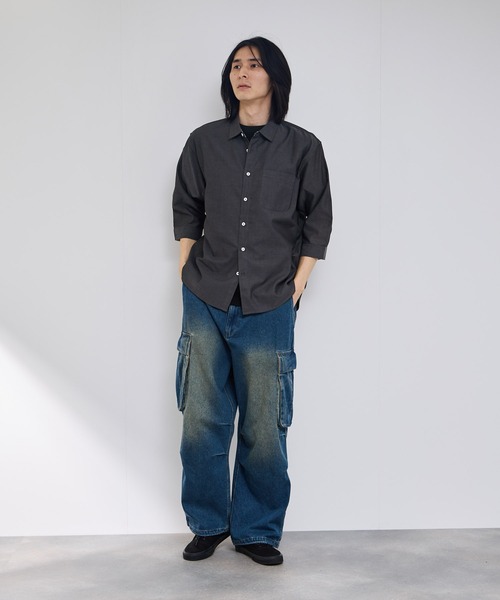 Mac-House(マックハウス)の「REAL STANDARD T/Cパナマ レギュラーカラー 7分袖シャツ(シャツ/ブラウス・メンズ・チャコールグレー/ホワイト/サックスブルー/ネイビー・XL/L/M/S)」の10枚目の写真