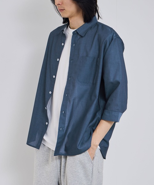 Mac-House(マックハウス)の「REAL STANDARD T/Cパナマ レギュラーカラー 7分袖シャツ(シャツ/ブラウス・メンズ・チャコールグレー/ホワイト/サックスブルー/ネイビー・XL/L/M/S)」の13枚目の写真