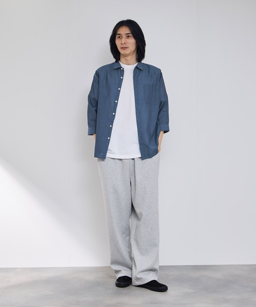 Mac-House(マックハウス)の「REAL STANDARD T/Cパナマ レギュラーカラー 7分袖シャツ(シャツ/ブラウス・メンズ・チャコールグレー/ホワイト/サックスブルー/ネイビー・XL/L/M/S)」の14枚目の写真