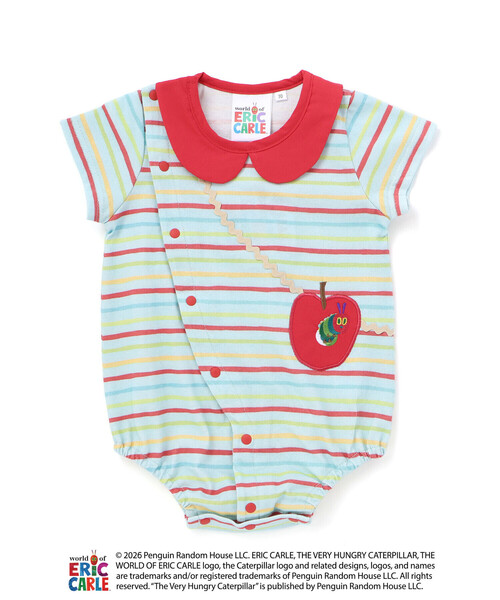 SLAP SLIP BABY（スラップスリップベビー）の「【絵本コラボ-はらぺこあおむし-】無地&ボーダー柄ボディミニベビー(70~80cm)（ロンパース・キッズ・ホワイト/グリーン系その他・70cm/80ｃｍ）」の2枚目の写真