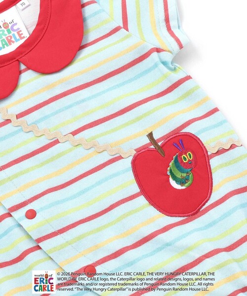 SLAP SLIP BABY（スラップスリップベビー）の「【絵本コラボ-はらぺこあおむし-】無地&ボーダー柄ボディミニベビー(70~80cm)（ロンパース・キッズ・ホワイト/グリーン系その他・70cm/80ｃｍ）」の3枚目の写真