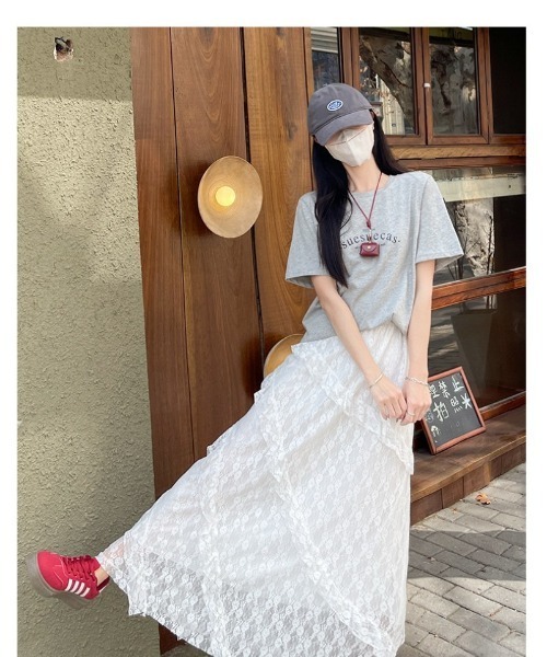 Ritzy(リッツィー)の「レース ティアードロングスカート(スカート・レディース・ホワイト・M)」の1枚目の写真