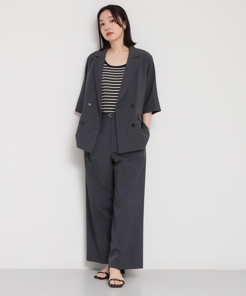 THE SHOP TK (ザ ショップ ティーケー )の「【セットアップ可】麻調共ベルト付 ワイドパンツ(その他パンツ・レディース・チャコールグレー/ナチュラル・12/13)」の11枚目の写真