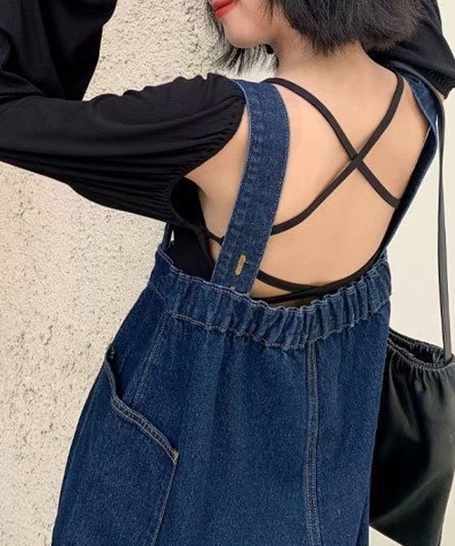 gossip!ロサンゼルス(ゴシップロサンゼルス)の「YUGA ゆったりシルエットデニムサロペット(サロペット/オーバーオール・レディース・インディゴブルー・XL/L)」の7枚目の写真