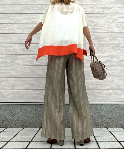 Q(キュー)の「ストレートリラックスパンツ(その他パンツ・レディース・ライトオリーブ/ダークネイビー・MEDIUM)」の19枚目の写真
