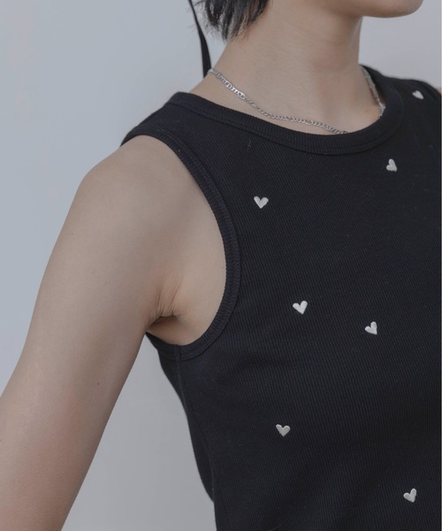 ハート刺繍タンクトップ（タンクトップ）｜Eimee Law（エイミーロウ