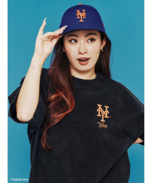 KEBOZ × MLB NEW YORK METS LOGO WASHED S/S TEE（Tシャツ/カットソー