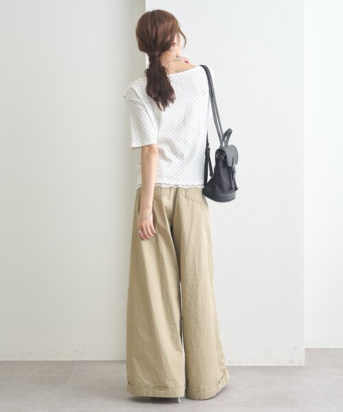 mystic(ミスティック)の「【5色展開◎】レースドッキングオフショル半袖Tシャツ(Tシャツ/カットソー・レディース・オフホワイト/グレー/ホワイト/ピンク/ブラック・FREE)」の16枚目の写真