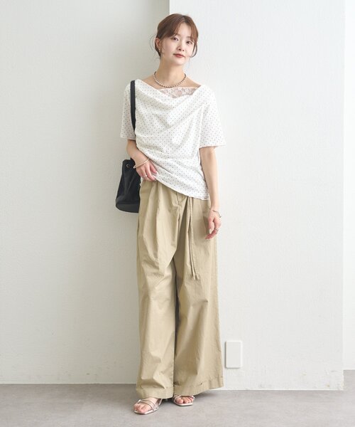 mystic(ミスティック)の「【5色展開◎】レースドッキングオフショル半袖Tシャツ(Tシャツ/カットソー・レディース・オフホワイト/グレー/ホワイト/ピンク/ブラック・FREE)」の21枚目の写真
