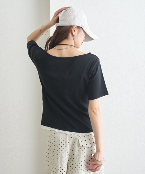 mystic(ミスティック)の「《一枚で簡単に決まる◎/5色展開》レースドッキングオフショル半袖Tシャツ(Tシャツ/カットソー・レディース・オフホワイト/グレー/ホワイト/ピンク/ブラック・FREE)」の22枚目の写真