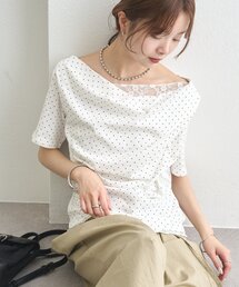《一枚で簡単に決まる◎/5色展開》レースドッキングオフショル半袖Tシャツ