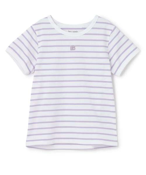 kate spade new york kids(ケイトスペードニューヨーク)の「【人気商品再入荷】【直営店で取り扱い無し】ガールズ ストライプTシャツ(Tシャツ/カットソー・キッズ・ライラック/ブラック・160cm/150cm/140cm)」の1枚目の写真