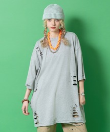 a.p.o.v. クラッシュ&ダメージコットンオーバーサイズTシャツ