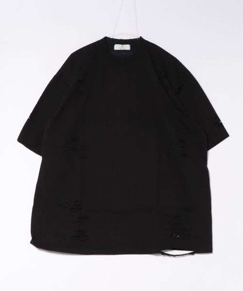 a.p.o.v.(エーピーオービー)の「a.p.o.v. クラッシュ&ダメージコットンオーバーサイズTシャツ(Tシャツ/カットソー・メンズ・グレー/ブラック/ホワイト・ONESIZE)」の10枚目の写真