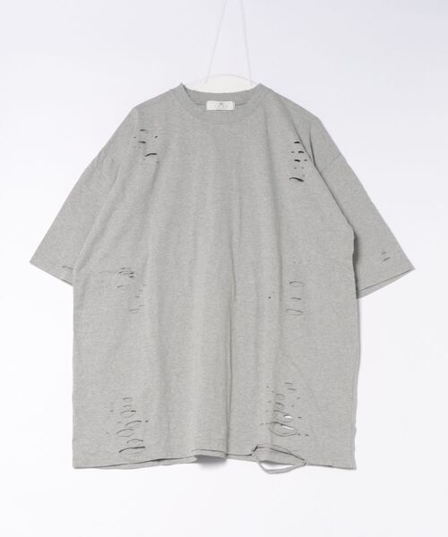 a.p.o.v.(エーピーオービー)の「a.p.o.v. クラッシュ&ダメージコットンオーバーサイズTシャツ(Tシャツ/カットソー・メンズ・グレー/ブラック/ホワイト・ONESIZE)」の6枚目の写真