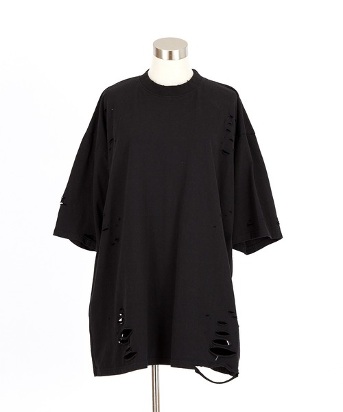a.p.o.v.(エーピーオービー)の「a.p.o.v. クラッシュ&ダメージコットンオーバーサイズTシャツ(Tシャツ/カットソー・メンズ・グレー/ブラック/ホワイト・ONESIZE)」の16枚目の写真
