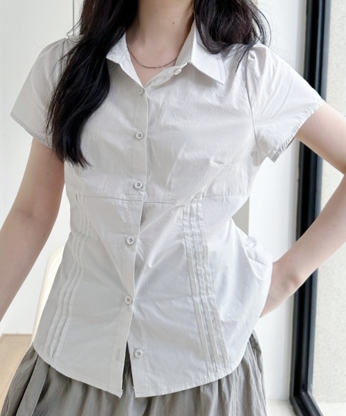 Ada.(エイダ)の「サイドリボン 半袖 ショート丈シャツ(シャツ/ブラウス・レディース・ブルー/ホワイト/ライトグレー・FREE)」の15枚目の写真