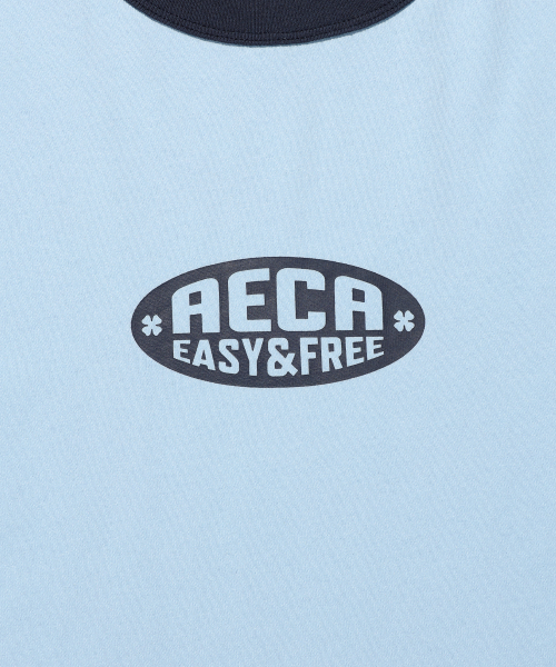 AECA(エイカ)の「AECA OVAL EMBLEM GRAPHIC RINGER HALF SLEEVE TEE-SKY BLUE(Tシャツ/カットソー・メンズ・その他・M/L/XL)」の2枚目の写真