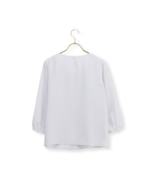 AOYAMA(アオヤマ)の「アクセサリー付きプリーツブラウス【2WAY/7分袖/裏地あり/洗える】(シャツ/ブラウス・レディース・ホワイト/ブルー・M/L/LL)」の21枚目の写真