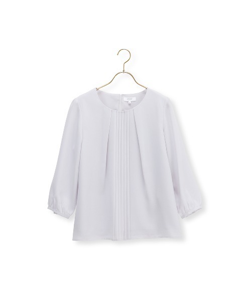 AOYAMA(アオヤマ)の「アクセサリー付きプリーツブラウス【2WAY/7分袖/裏地あり/洗える】(シャツ/ブラウス・レディース・ホワイト/ブルー・M/L/LL)」の19枚目の写真