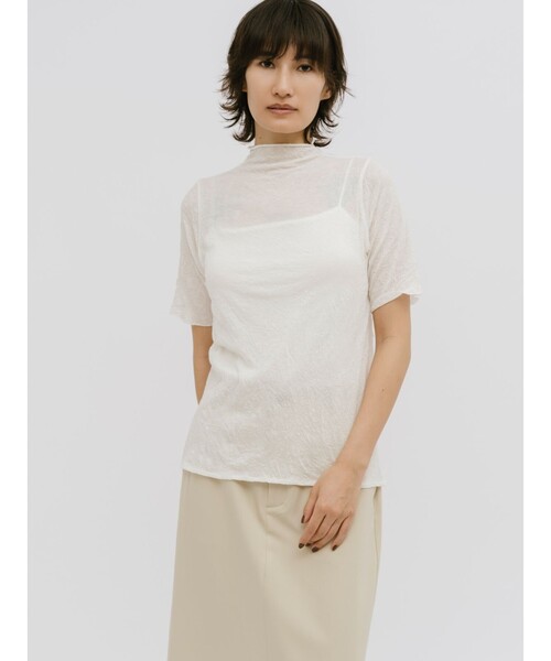 MIDIUMISOLID(ミディウミソリッド)の「MIDIUMISOLID for Ladies シースルーハイネックスリーブインナー(Tシャツ/カットソー・レディース・ブラック/ライトブルー/オフホワイト/ピンク/ライトグレー・FREE)」の1枚目の写真
