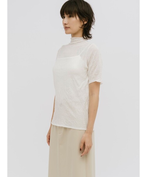MIDIUMISOLID(ミディウミソリッド)の「MIDIUMISOLID for Ladies シースルーハイネックスリーブインナー(Tシャツ/カットソー・レディース・ブラック/ライトブルー/オフホワイト/ピンク/ライトグレー・FREE)」の14枚目の写真