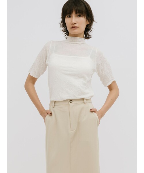 MIDIUMISOLID(ミディウミソリッド)の「MIDIUMISOLID for Ladies シースルーハイネックスリーブインナー(Tシャツ/カットソー・レディース・ブラック/ライトブルー/オフホワイト/ピンク/ライトグレー・FREE)」の15枚目の写真