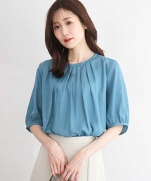 MK MICHEL KLEIN（エムケーミッシェルクラン）の「[UVカット 接触冷感 洗える]サテン フロントタックデザインブラウス（シャツ/ブラウス）」