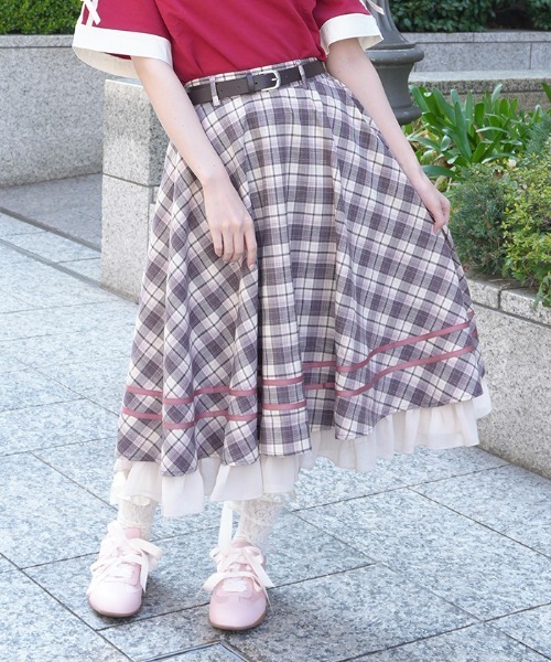 axes femme POETIQUE（アクシーズファムポエティック）の「ベルト付きサーキュラーＳＫ（スカート・レディース・サックスブルー/グレー/ピンク・MEDIUM）」の7枚目の写真