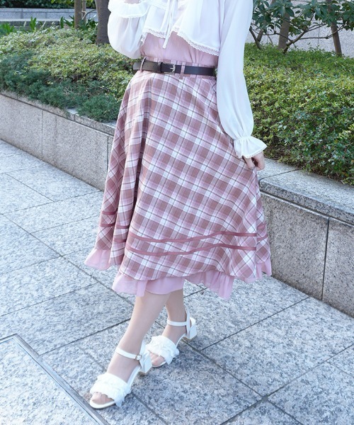 axes femme POETIQUE（アクシーズファムポエティック）の「ベルト付きサーキュラーＳＫ（スカート・レディース・サックスブルー/グレー/ピンク・MEDIUM）」の8枚目の写真