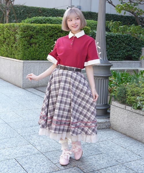 axes femme POETIQUE（アクシーズファムポエティック）の「ベルト付きサーキュラーＳＫ（スカート・レディース・サックスブルー/グレー/ピンク・MEDIUM）」の14枚目の写真