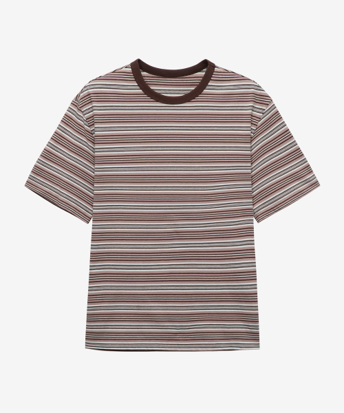 MINDBRIDGE（マインドブリッジ）の「コットン100%マルチストライプオーバーサイズ半袖Tシャツ - 2カラー（Tシャツ/カットソー・メンズ・ピンク/グレー・95/100/105）」の11枚目の写真