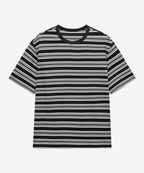 MINDBRIDGE（マインドブリッジ）の「コットン100%マルチストライプオーバーサイズ半袖Tシャツ - 2カラー（Tシャツ/カットソー・メンズ・ピンク/グレー・95/100/105）」の3枚目の写真