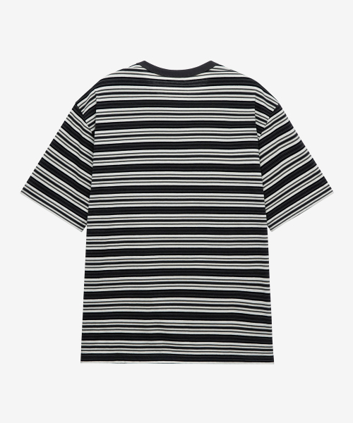 MINDBRIDGE（マインドブリッジ）の「コットン100%マルチストライプオーバーサイズ半袖Tシャツ - 2カラー（Tシャツ/カットソー・メンズ・ピンク/グレー・95/100/105）」の4枚目の写真