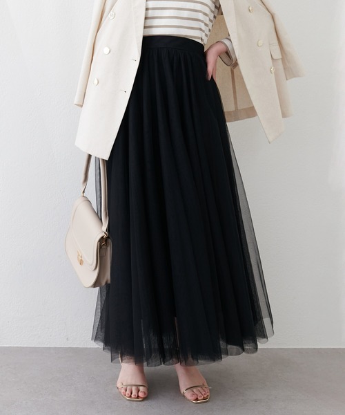 natural couture（ナチュラルクチュール）の「エアリーチュールスカート（スカート・レディース・その他1/ピンク/ブラック/アイボリー/グレー・LARGE/MEDIUM）」の3枚目の写真