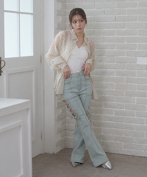 Ambre Neige（アンブルネージュ）の「2way sheer dot shirt / 2WAYドットシアーシャツ（シャツ/ブラウス・レディース・オフホワイト/ブラック・FREE）」の7枚目の写真