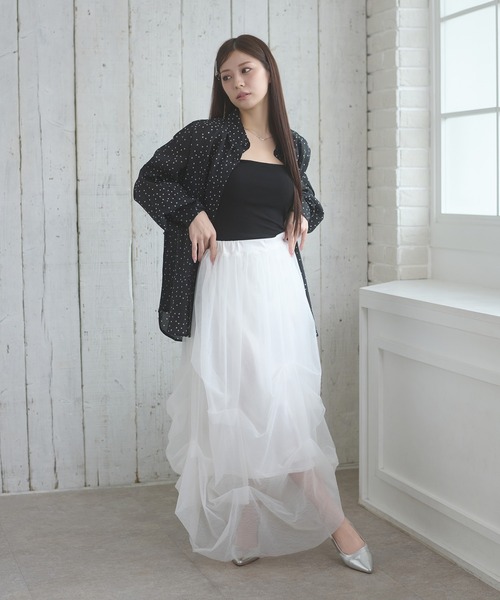 Ambre Neige（アンブルネージュ）の「2way sheer dot shirt / 2WAYドットシアーシャツ（シャツ/ブラウス・レディース・オフホワイト/ブラック・FREE）」の16枚目の写真
