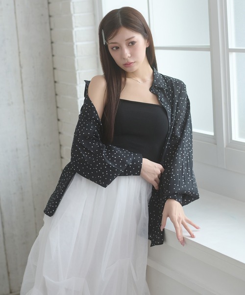 Ambre Neige（アンブルネージュ）の「2way sheer dot shirt / 2WAYドットシアーシャツ（シャツ/ブラウス・レディース・オフホワイト/ブラック・FREE）」の13枚目の写真