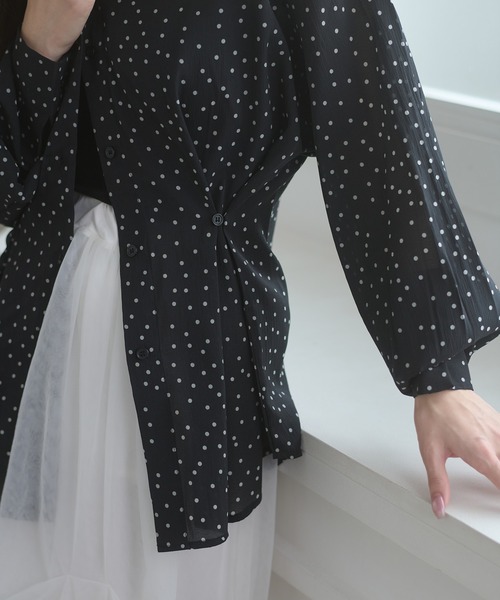 Ambre Neige（アンブルネージュ）の「2way sheer dot shirt / 2WAYドットシアーシャツ（シャツ/ブラウス・レディース・オフホワイト/ブラック・FREE）」の14枚目の写真