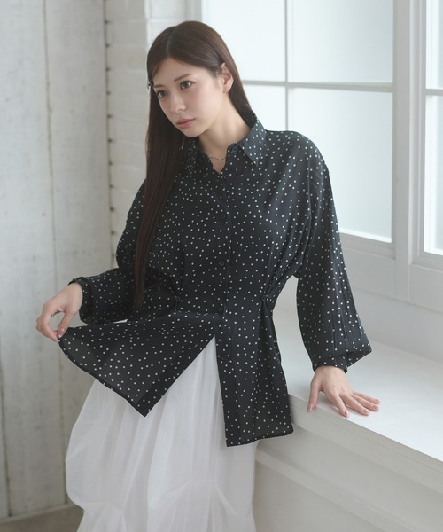 Ambre Neige（アンブルネージュ）の「2way sheer dot shirt / 2WAYドットシアーシャツ（シャツ/ブラウス・レディース・オフホワイト/ブラック・FREE）」の10枚目の写真
