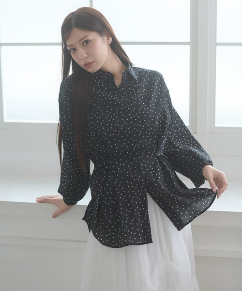 Ambre Neige（アンブルネージュ）の「2way sheer dot shirt / 2WAYドットシアーシャツ（シャツ/ブラウス・レディース・オフホワイト/ブラック・FREE）」の9枚目の写真