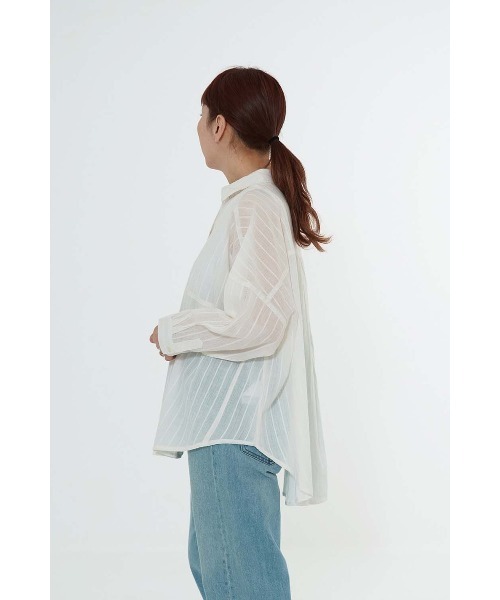 HEART MARKET(ハートマーケット)の「ふわ軽コットンドビーストライプ長袖シャツ(シャツ/ブラウス・レディース・ダークグリーン/ブラック/ホワイト・FREE)」の11枚目の写真