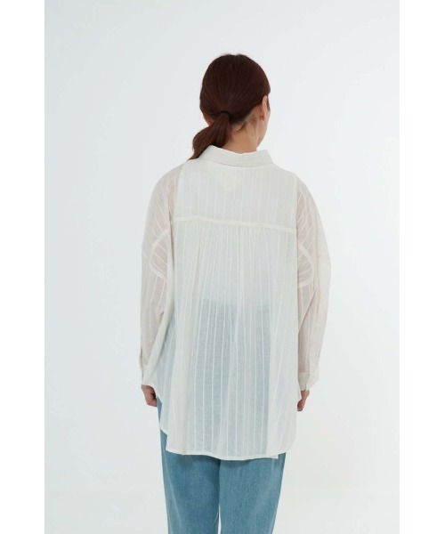 HEART MARKET(ハートマーケット)の「ふわ軽コットンドビーストライプ長袖シャツ(シャツ/ブラウス・レディース・ダークグリーン/ブラック/ホワイト・FREE)」の12枚目の写真