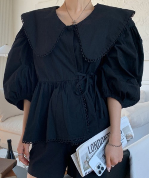 FAVORITO(ファヴォリート)の「リボンワイドカラーシャツ(シャツ/ブラウス・レディース・ホワイト/ブラック・F)」の19枚目の写真